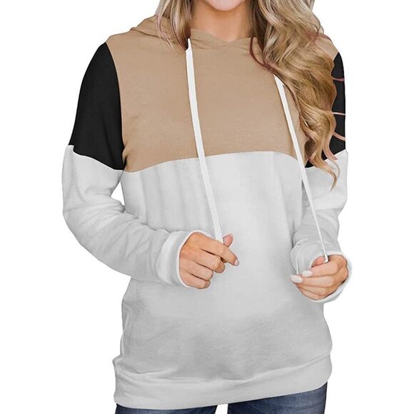 Hilltichu Womens Color Block Hoodies Casual Long Sleeve Pullover Drawstr Size Xl - Picture 3 of 6